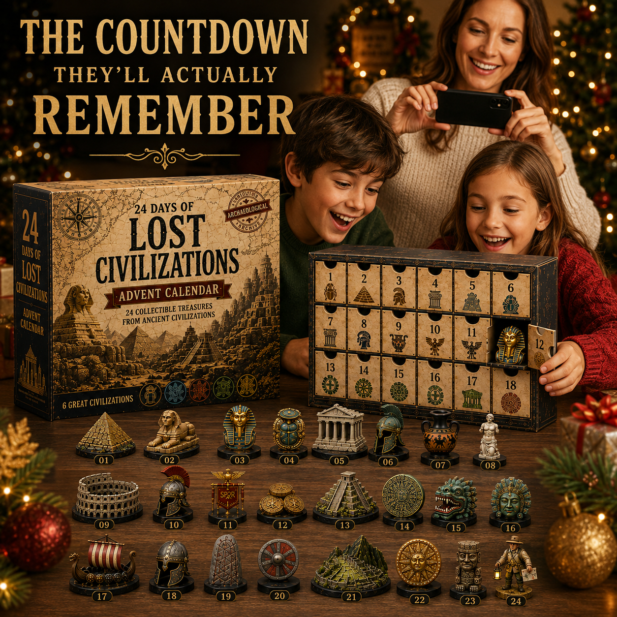 2026 Lost Civilizations Archaeological Discovery Advent Calendar | 24 Ancient Treasures from 6 Great Civilizations