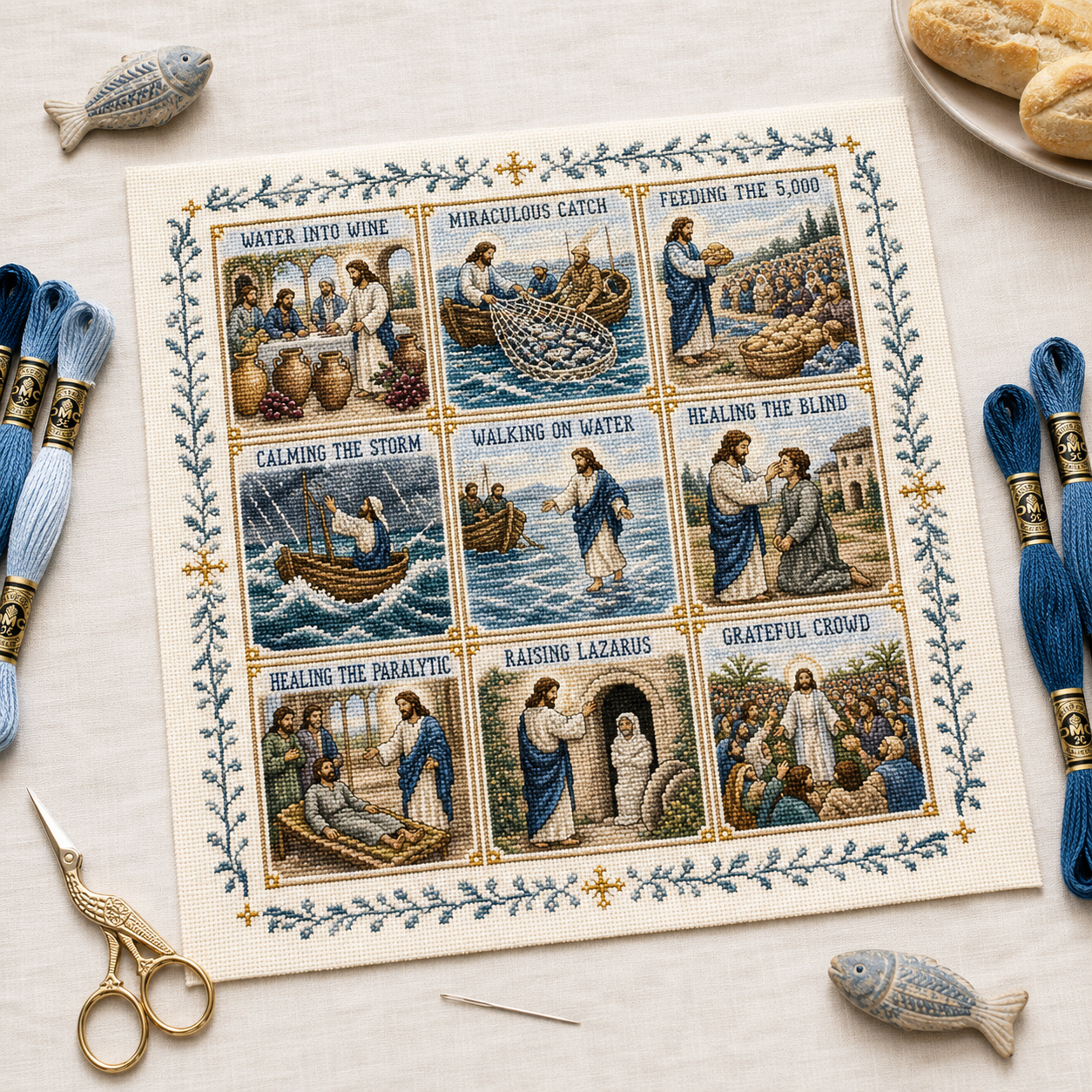 ✝️ Jesus Story Cross Stitch Kit – Biblical Moments DIY Embroidery Collection 🧵✨