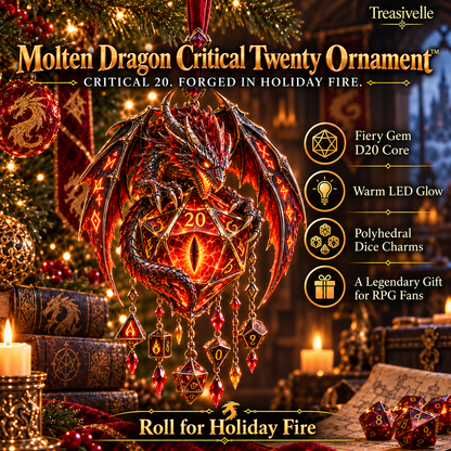 🐉🎲 Dragon Critical Twenty Ornament™ – Lighted D20 Fantasy Christmas Decor