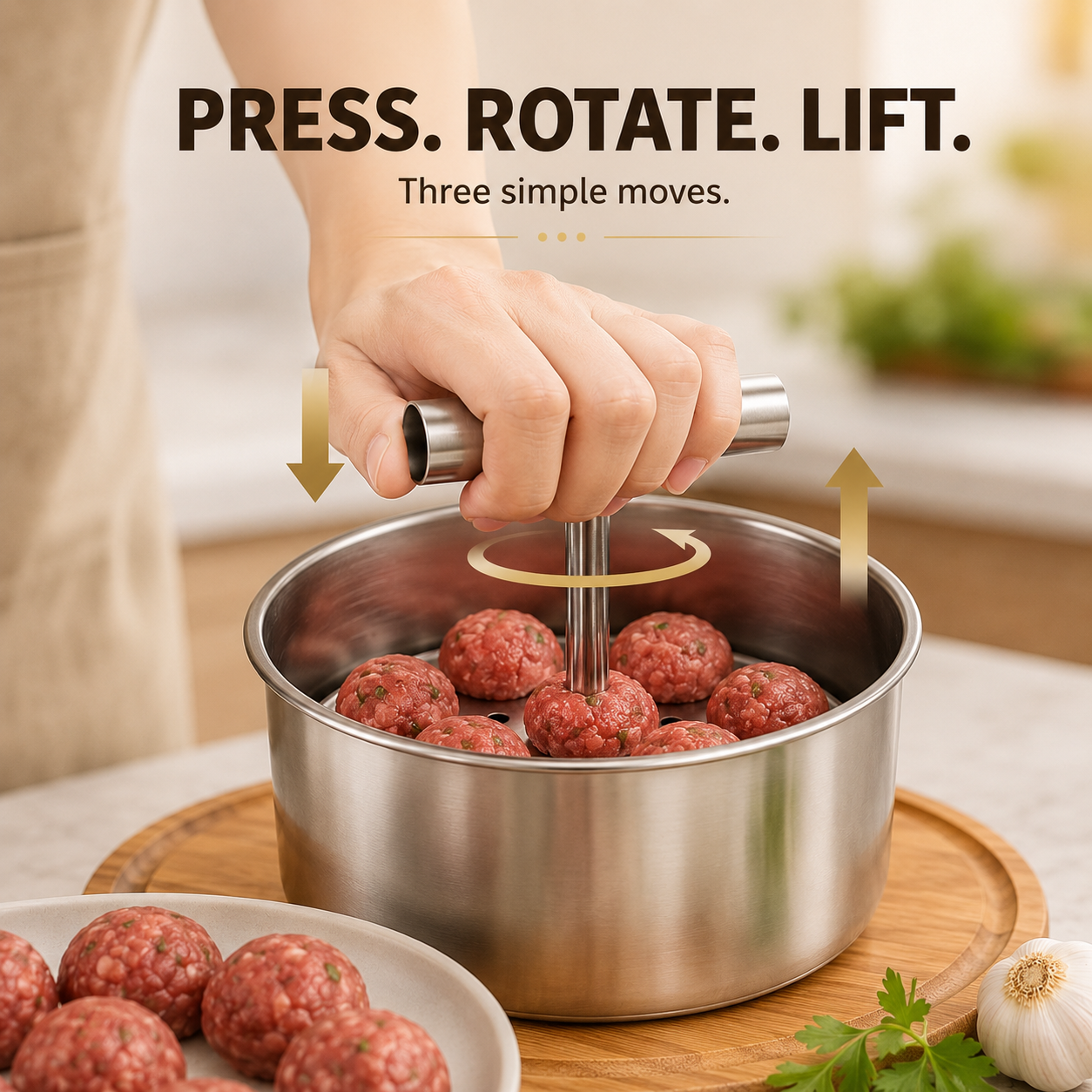 🍲 Stainless Steel Manual Meatball Maker – 6 & 12 Hole Multi-Portion Press ✨
