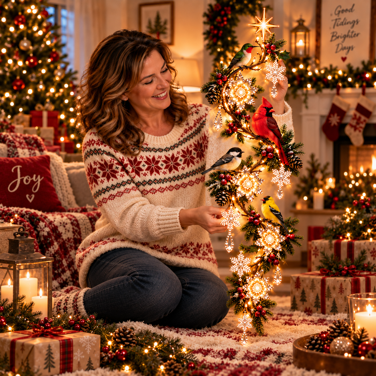🎄🐦 Christmas Songbird Garden Glow™ – Illuminated Holiday Bird Wall Décor
