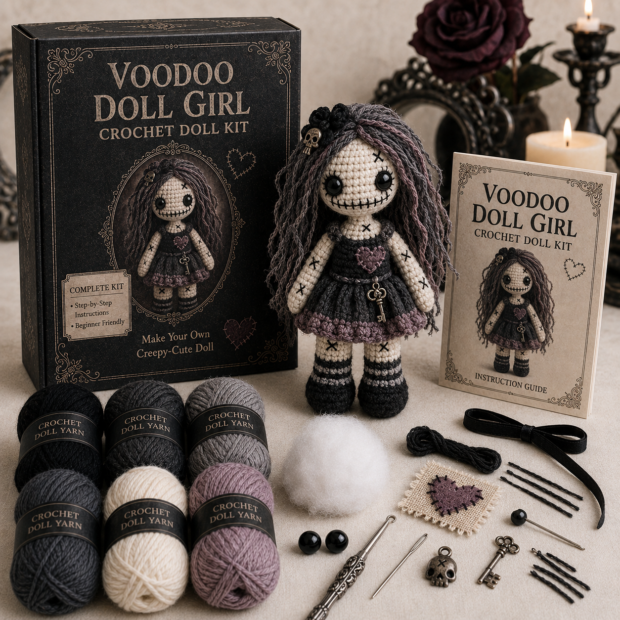 👑Midnight Macabre Crochet DIY Collection 🕯️- BUY 3 GET 1 FREE（4 PCS）
