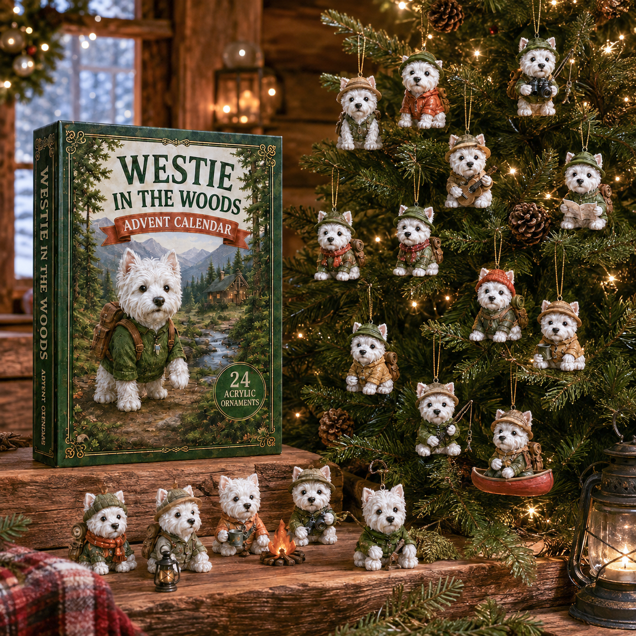 CHRISMAST KICKOFF 48% OFF - Westie In The Woods Advent Calendar 2026 - 24-Day Festive Countdown, Acrylic Charms Blind Box - Gift For Dog Lovers