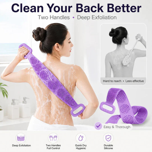 🚿 Double-Sided Silicone Back Scrubber – Long Exfoliating Bath Brush