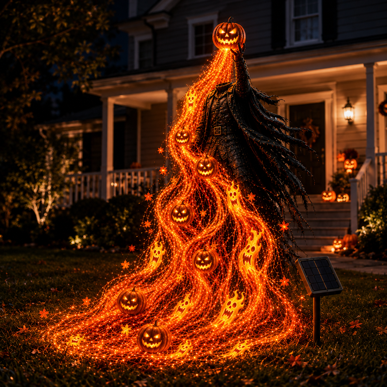 Headless Horseman Pumpkin Curse 🎃 Flowing Solar Halloween Yard Light