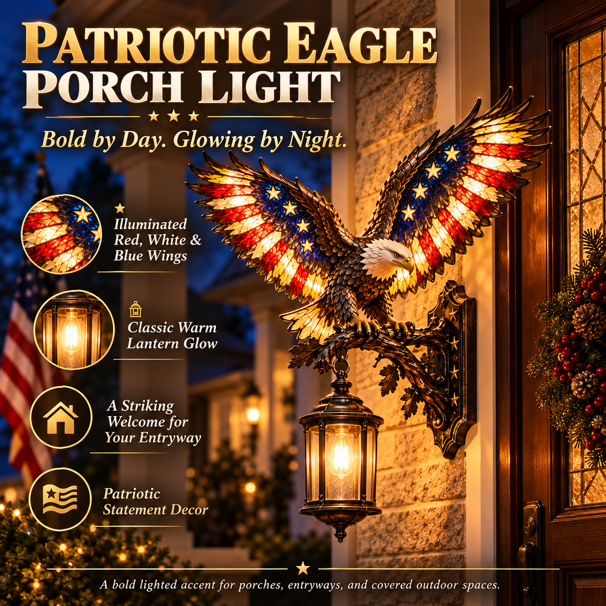 🦅🇺🇸 Freedom Wings – Patriotic Eagle Porch Wall Light
