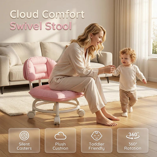 📢📢60% OFF !! ⏰Rolling Low Stool with Backrest⚙️🪑