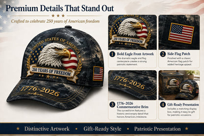 ✨2026 Architecturm®250 Years of Freedom Eagle Cap | Embroidered Patriotic Vintage Baseball Hat – 1776–2026 American Tribute Edition