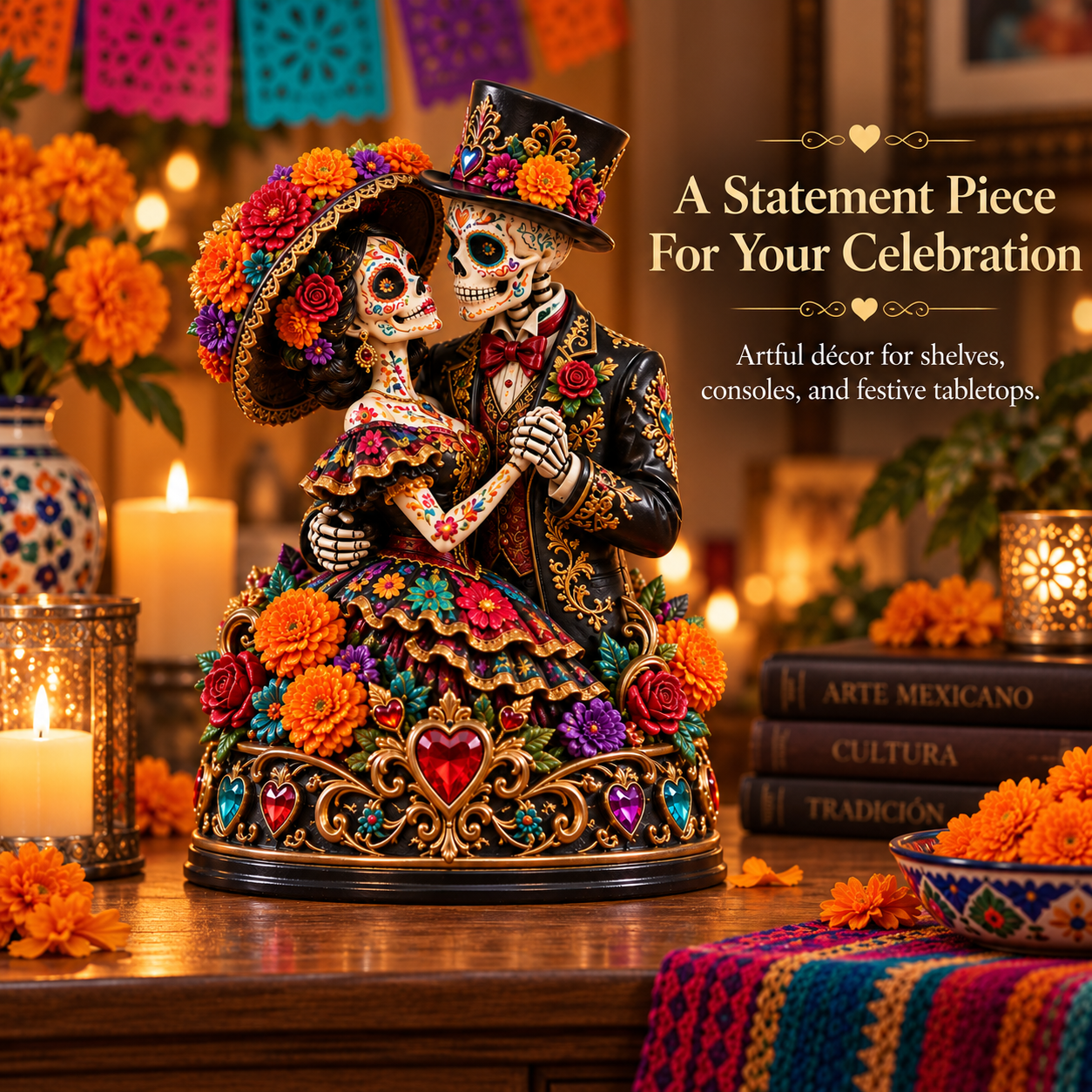 💞 Eternal Love Catrina Couple Figurine – Día de los Muertos Collectible Decor