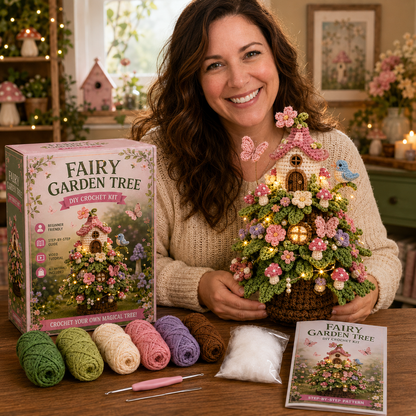 ✨🧚 Fairy Garden Tree DIY Crochet Kit 🌸🍓🍄🐝