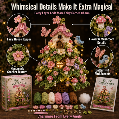 ✨🧚 Fairy Garden Tree DIY Crochet Kit 🌸🍓🍄🐝