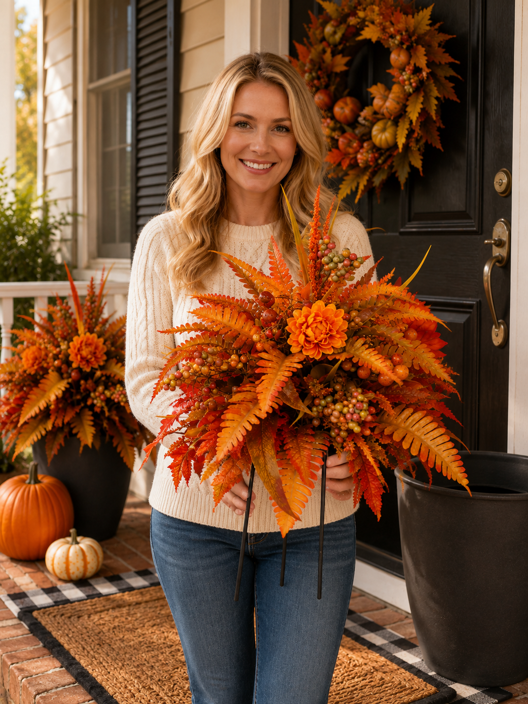 🍂 Instant Fall Porch Floral Stake Arrangement