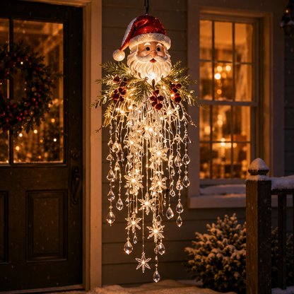 Crystal Cascade Christmas Light – Hanging Snowflake & Crystal LED Porch Décor ✨❄️