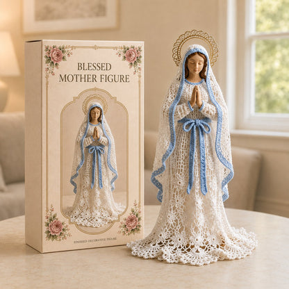 ⏳ Last Day 49% OFF – ✝️ Blessed Mother, Jesus & Guardian Angel | Lace-Inspired Faith Figure Collection 🤍✨