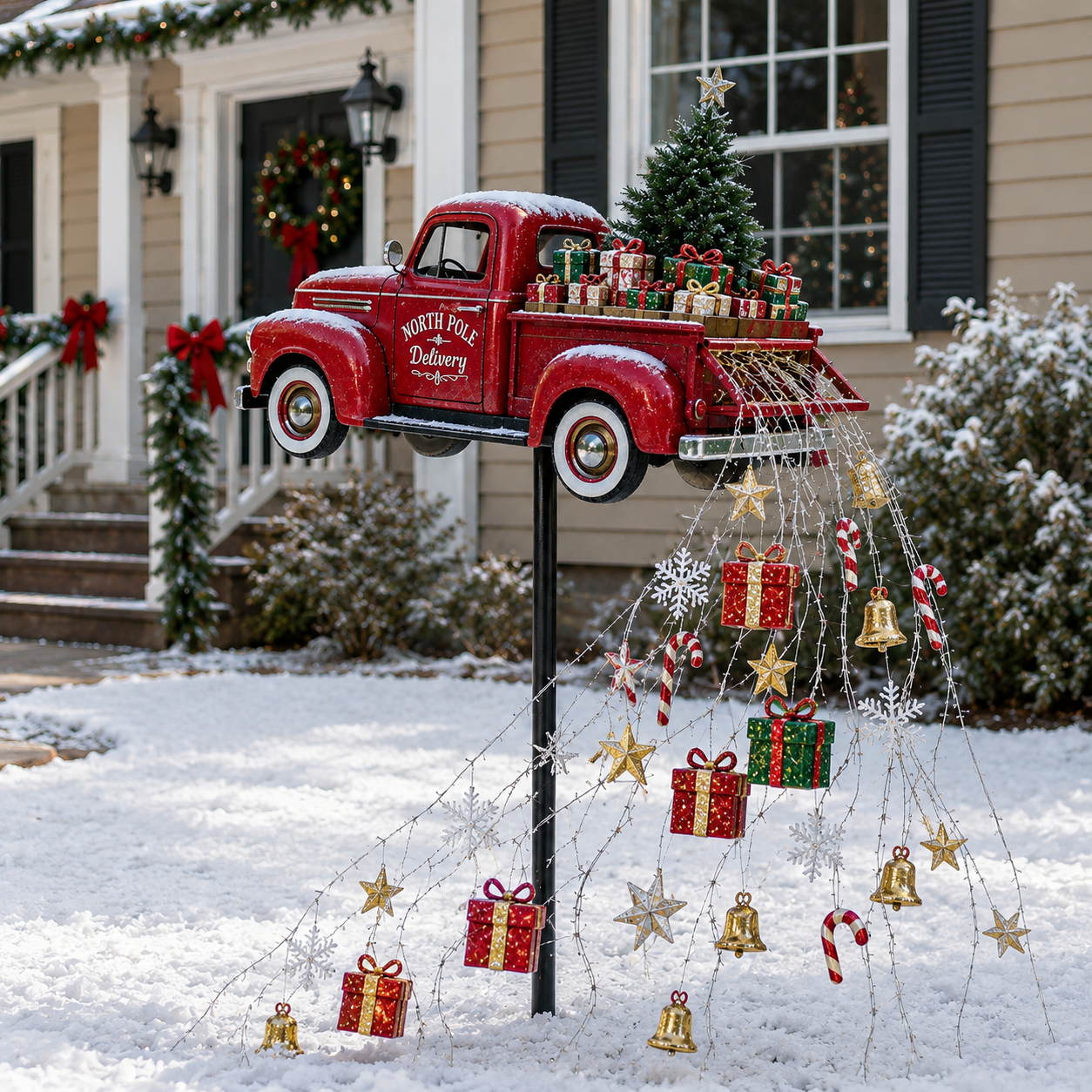🎄🚚 Pole Christmas Delivery Truck Cascade Light 🎁✨