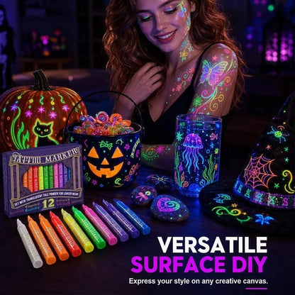 ✨ Neon Glow Body Art Pens – Colorful Party Tattoo Drawing Set