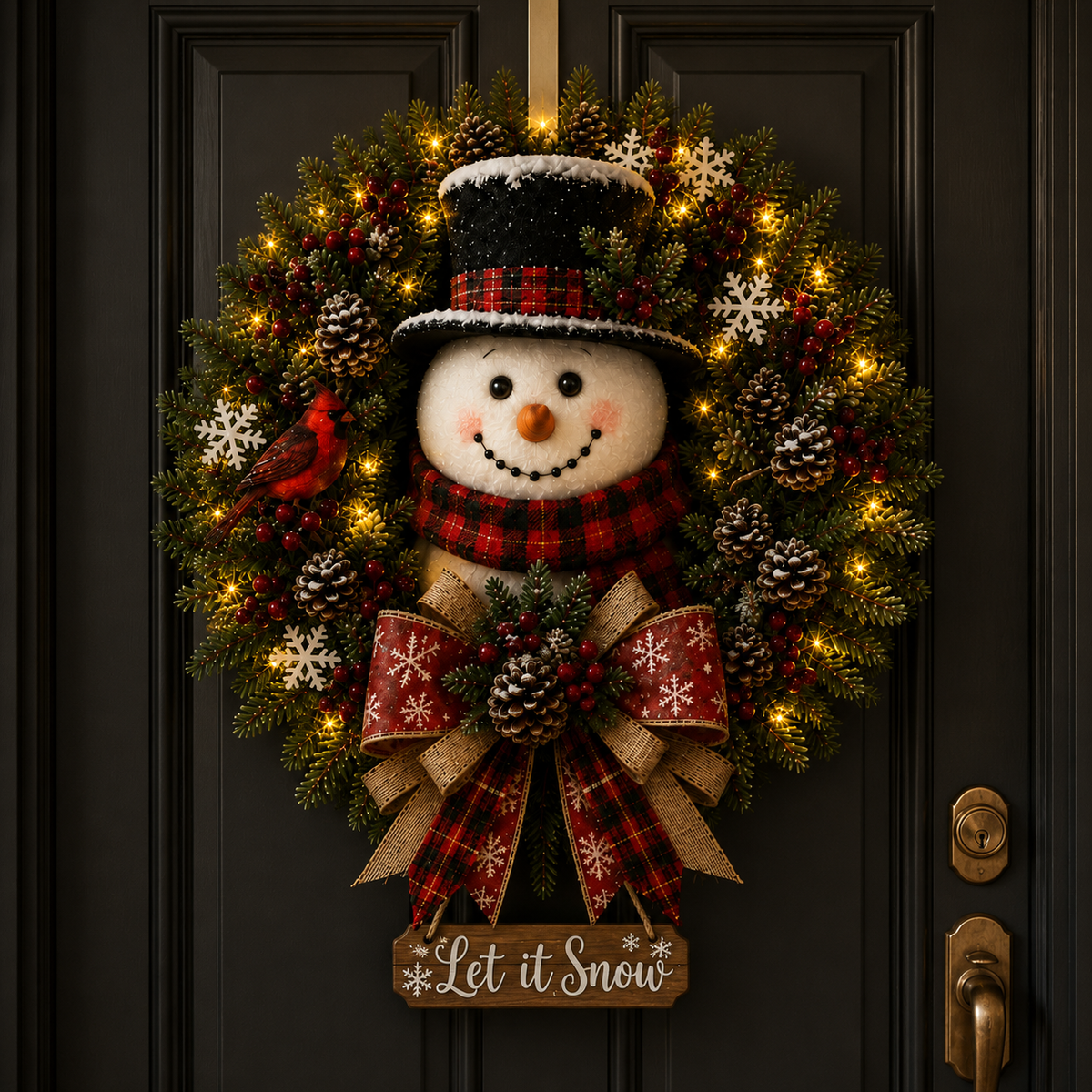 ✨✨Hot Sale 55% OFF⛄ Snowman Lighted Christmas Wreath™ – Festive Holiday Door Decor