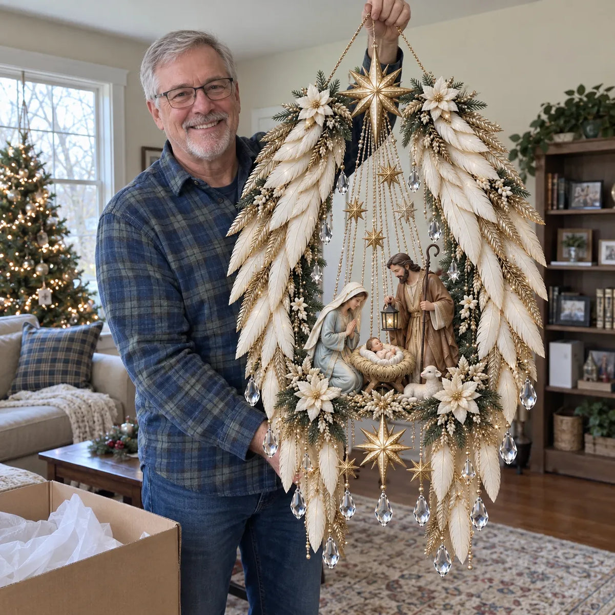 ✨👼 3D Heavenly Angel Wings Nativity Light✨ – Lighted Christmas Wall Decor  ✈️