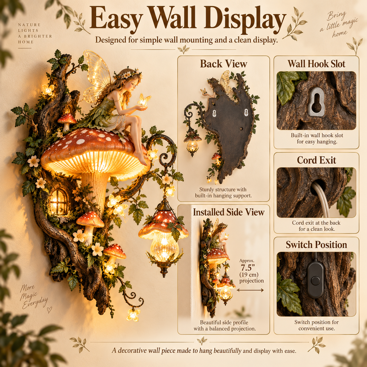 ⏰Limited Stock 50% OFF - 🧚✨ Enchanted Mushroom Fairy Wall Light 🍄🌿
