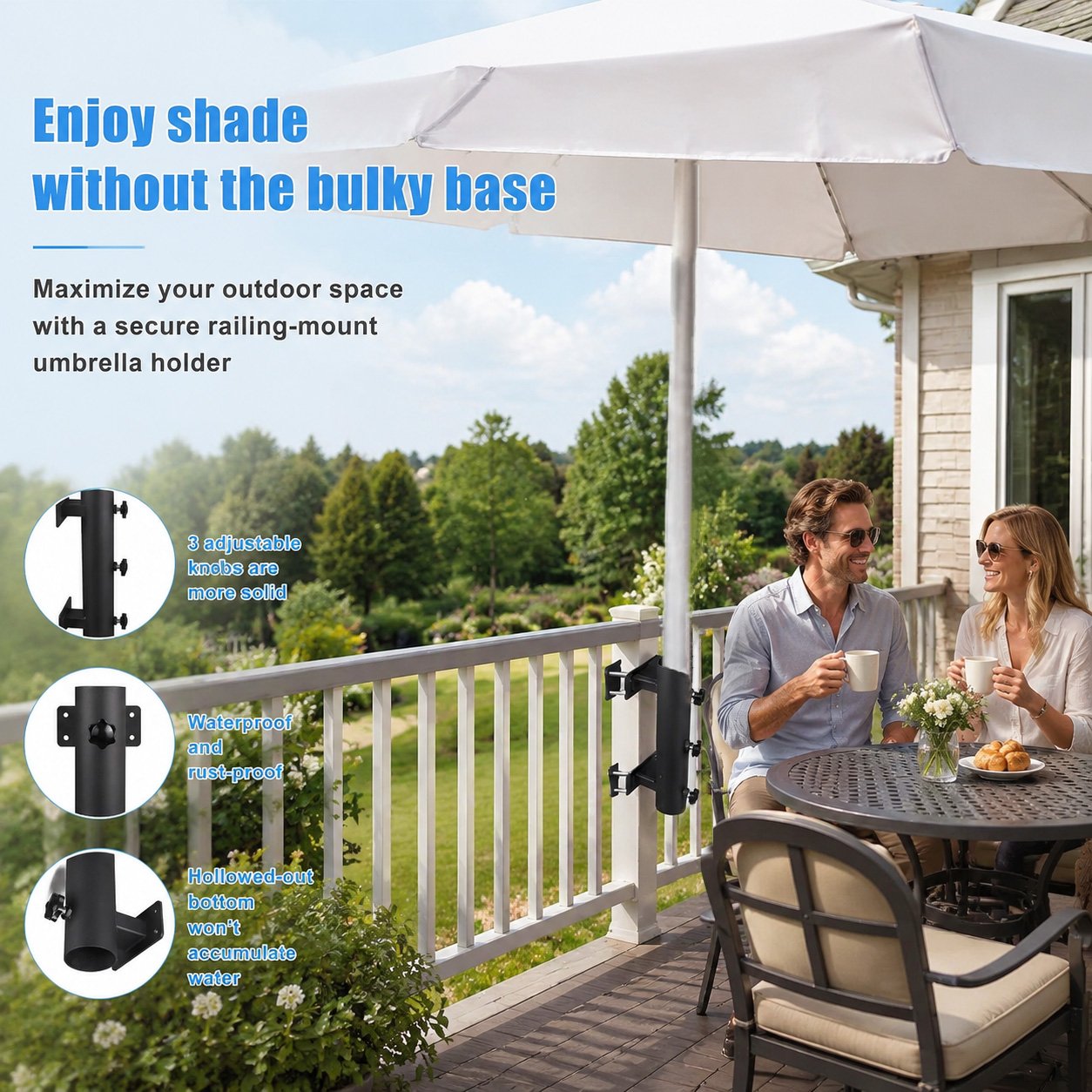 🌂 Adjustable Patio Umbrella Mount Clamp
