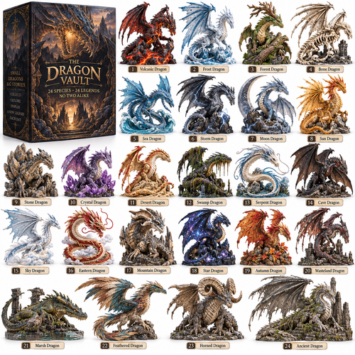 🐉 The Dragon Vault – 24 Legendary Dragon Species Discovery Collection