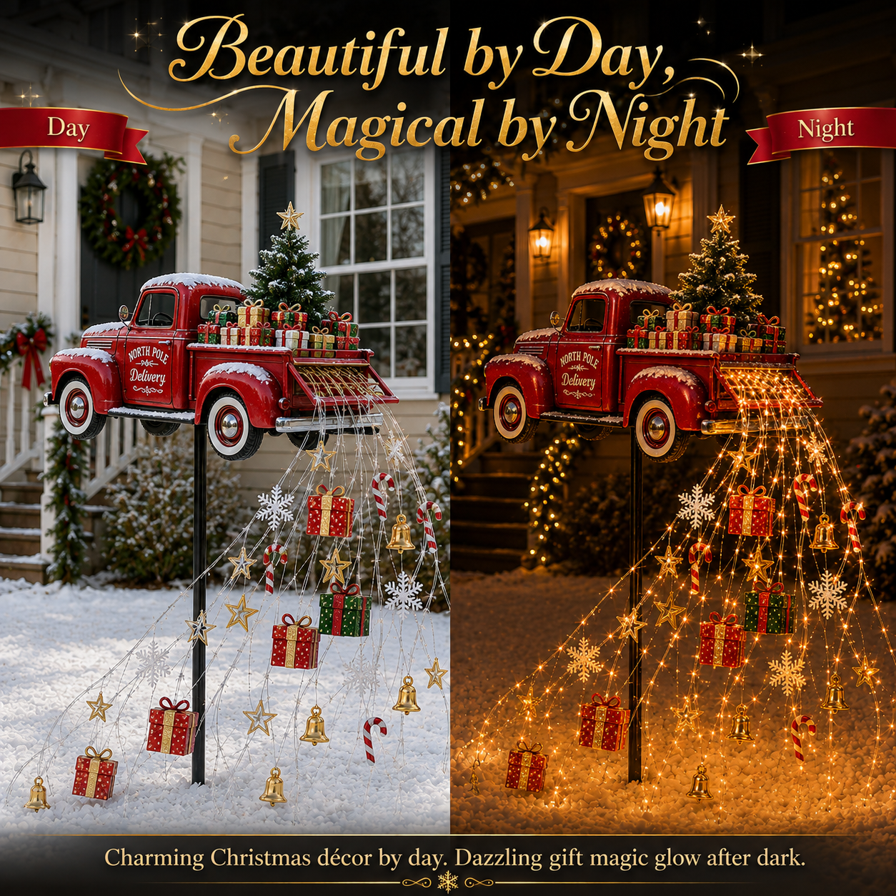🎄🚚 Pole Christmas Delivery Truck Cascade Light 🎁✨