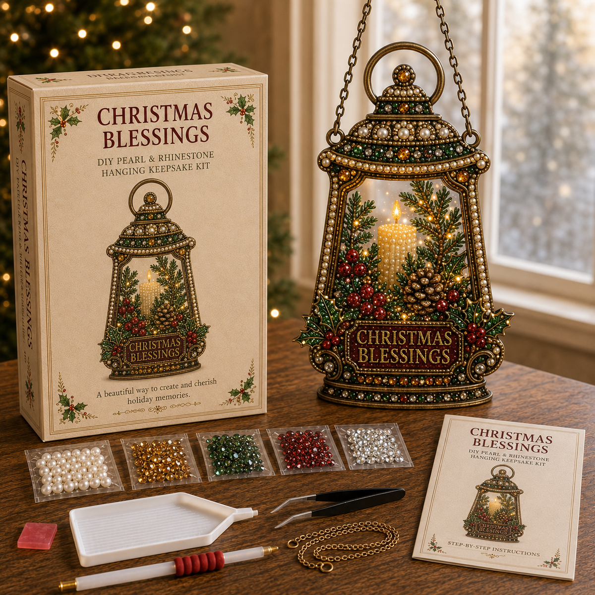 🎄 Christmas Memories Pearl & Rhinestone Hanging Keepsake DIY Kit
