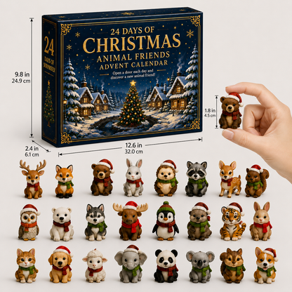 🎄 2026 Animal Friends Advent Calendar, 24 Days of Christmas Collectible Figurines