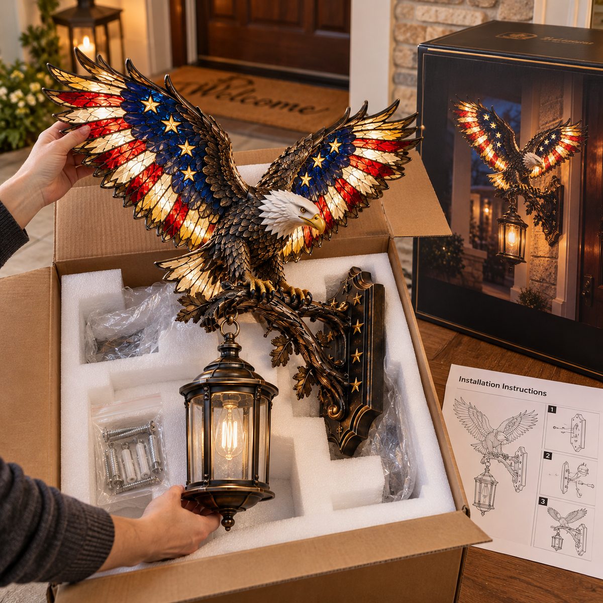 🦅🇺🇸 Freedom Wings – Patriotic Eagle Porch Wall Light