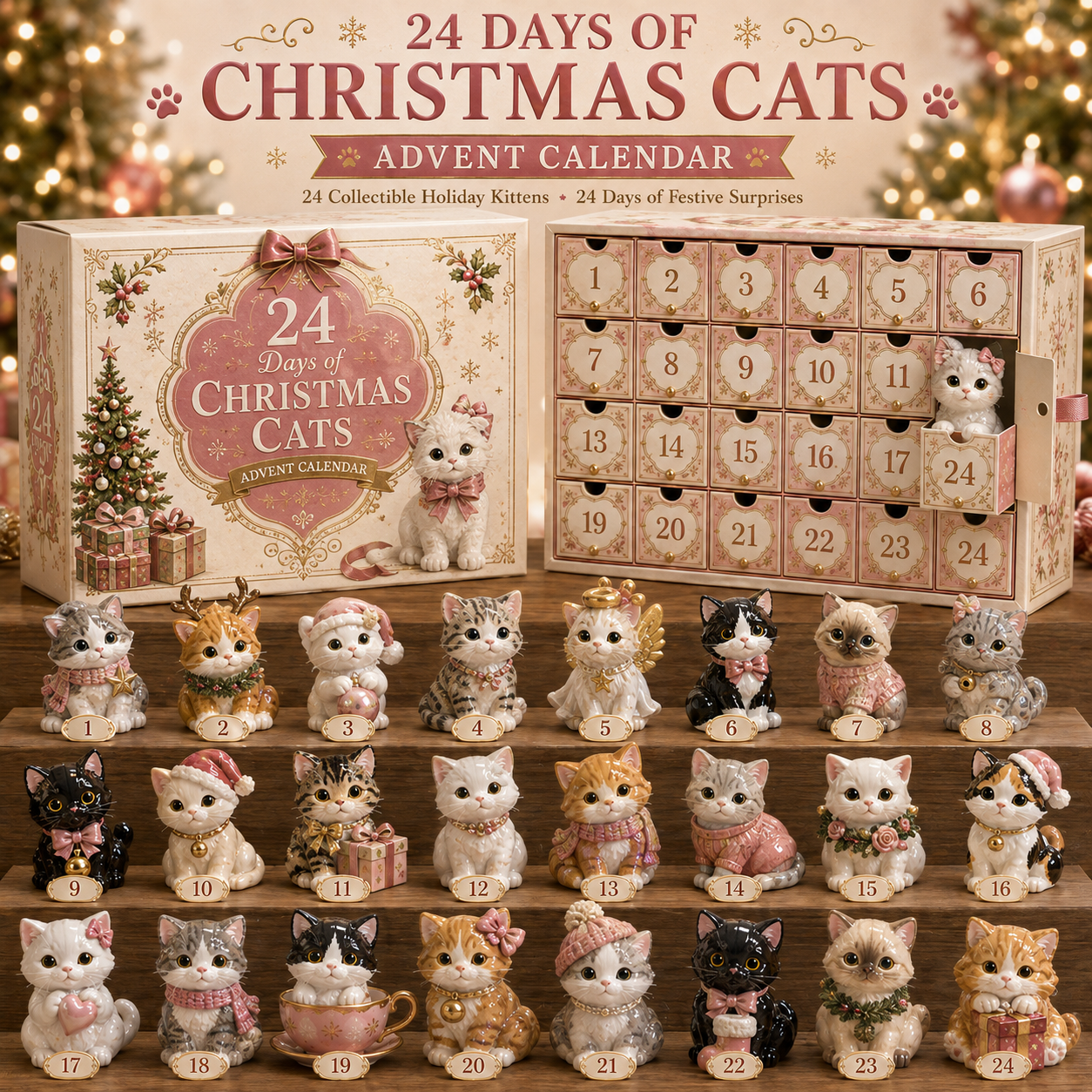 🎄 24 Days of Christmas Pet Friends Advent Calendar – 24 Holiday Collectibles