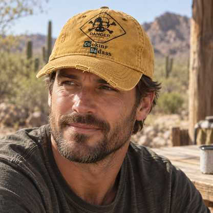 ☣️🔥 Cooking Badass Vintage Washed Cap™ – Danger Yummy Distressed Hat