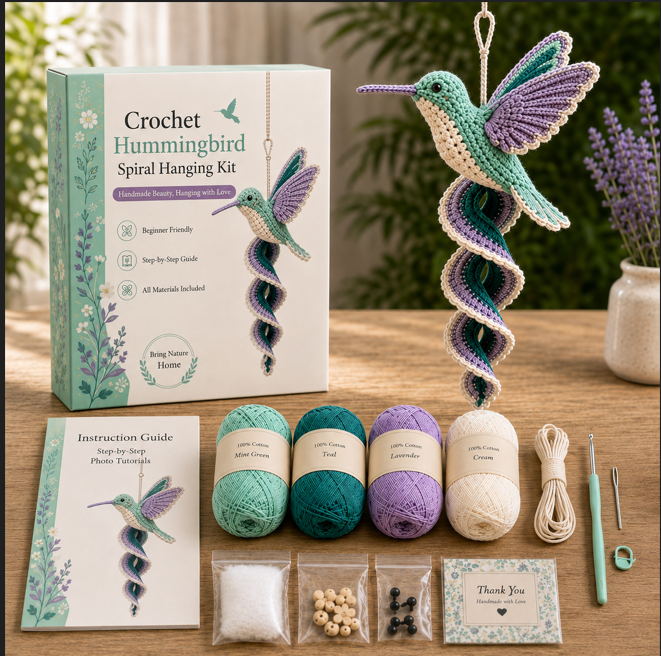 🎁Crochet Spiral Hanging Kit – Beginner-Friendly DIY Garden Animal Decor 🧶🌿