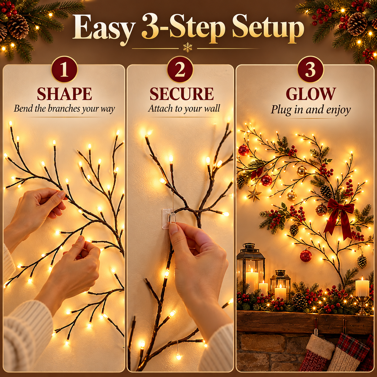 GlowBranch three step installation