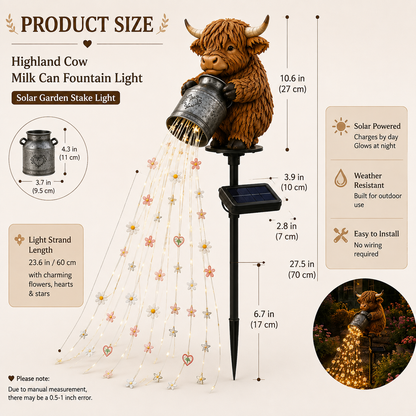 🦌 Highland Cow Magic Light Waterfall™ | Solar Farmhouse Garden Decor