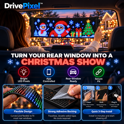 🎄 DrivePixel™ Smart LED Car Window Display | App-Controlled Animated Pixel Screen