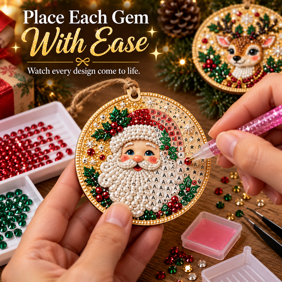 Diamond painting ornament gems and detail