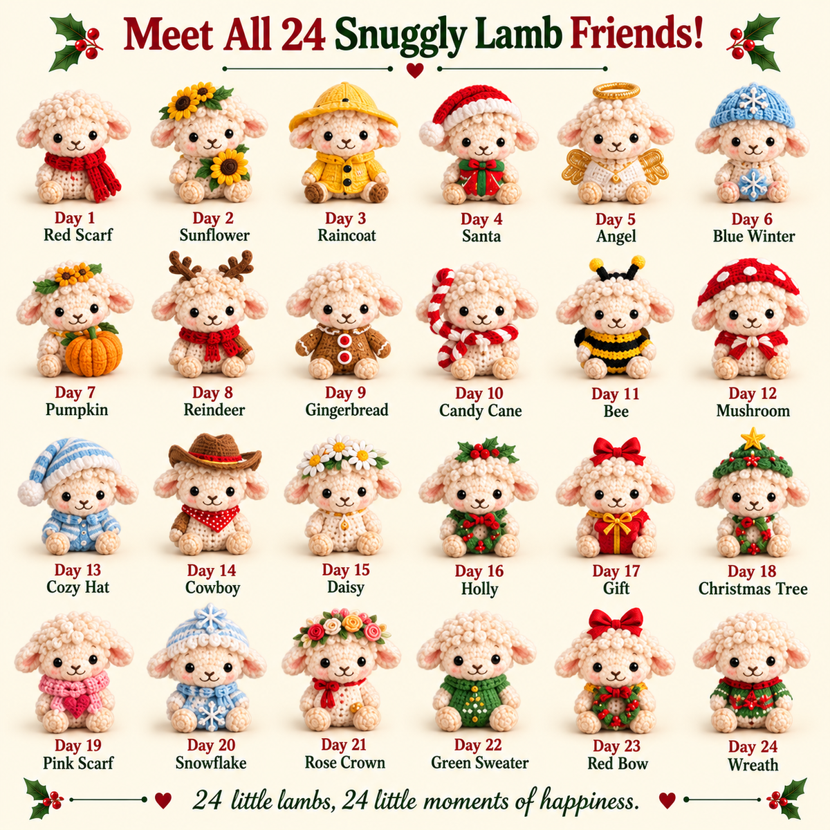 Snuggly Lamb Friends displayed in a cozy Christmas home