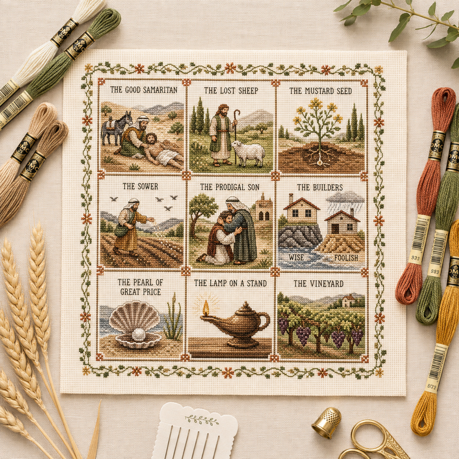 Parables of Jesus cross stitch