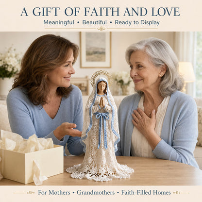 ⏳ Last Day 49% OFF – ✝️ Blessed Mother, Jesus & Guardian Angel | Lace-Inspired Faith Figure Collection 🤍✨