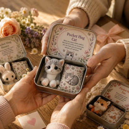 🔥Last Day Buy 3 Get 1 Free - Pocket Hug Plush Keepsake Tin, Mini Portable Comfort Pocket Plush Toy