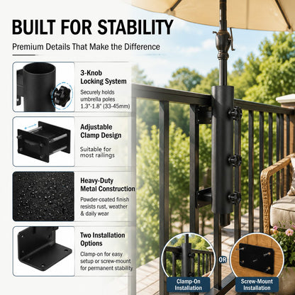 🌂 Adjustable Patio Umbrella Mount Clamp