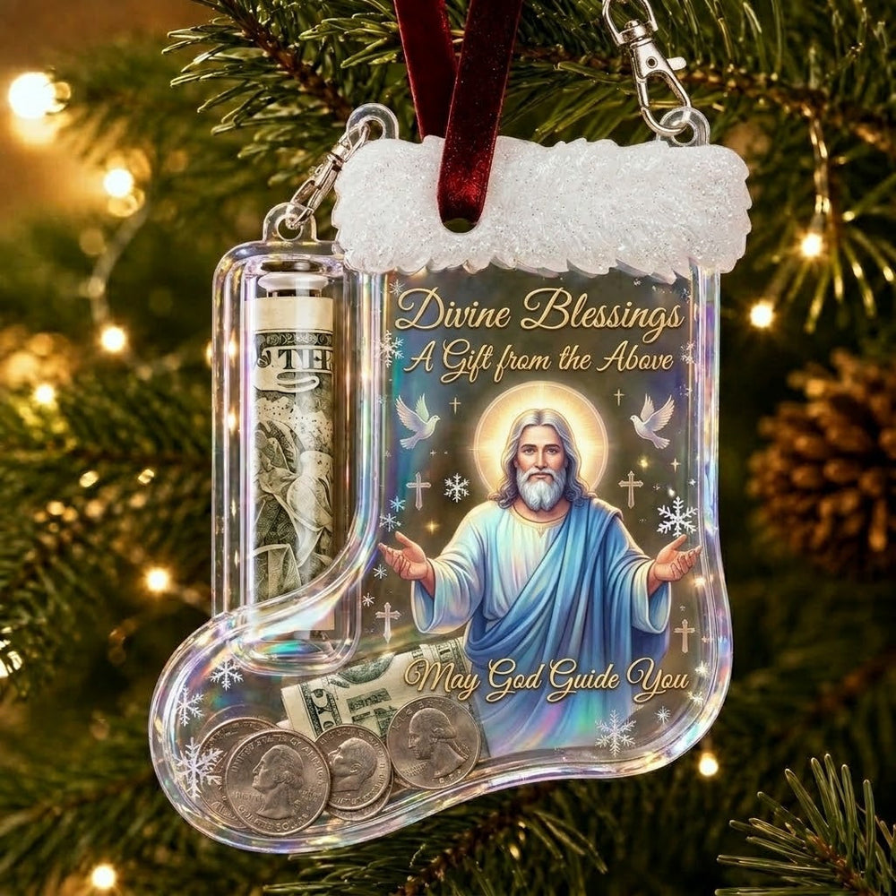 Divine Blessings Christmas Stocking Money Holder Ornament