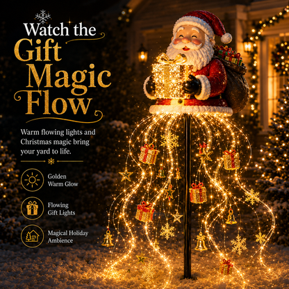 🎅✨ Santa’s Golden Gift Fountain Light 🎁🌟