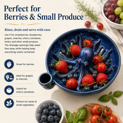 🔥Last Day 49% OFF-Bold Indigo Octopus Berry Colander