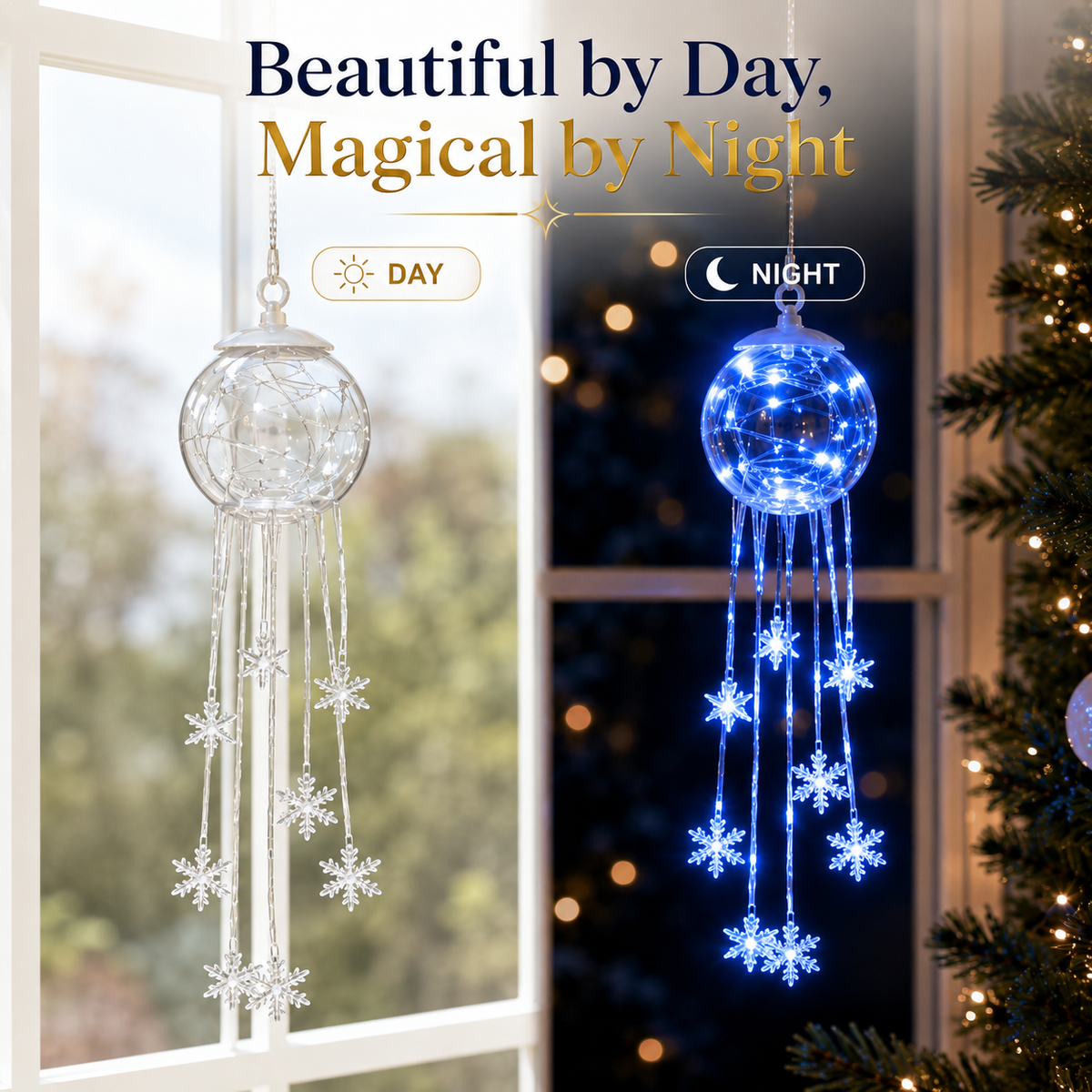 Snowflake Cascade window scene