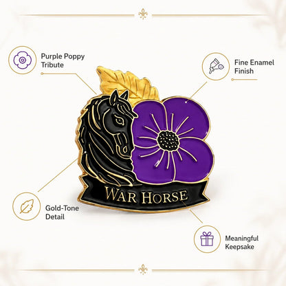 Limited Edition War Horse Purple Poppy 111th Anniversary Remembrance Brooch