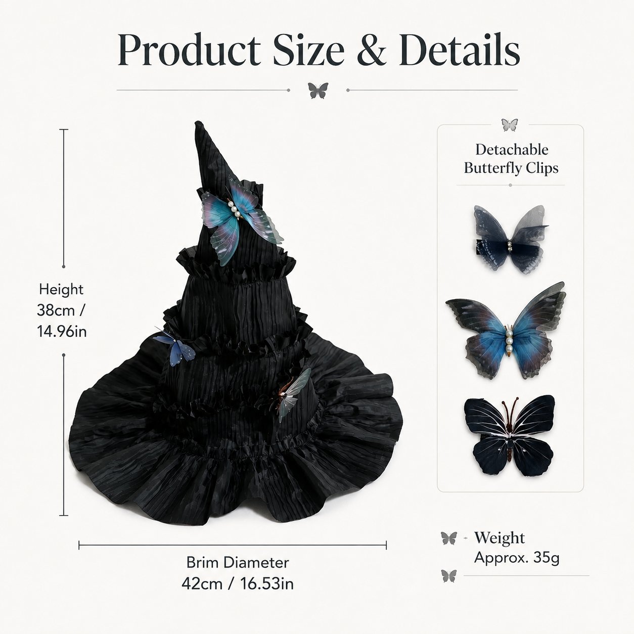 🦋 🧙Mystical Butterfly Witch Hat – 🖤Enchant Your Halloween Look(📦Buy 3 Free Shipping)