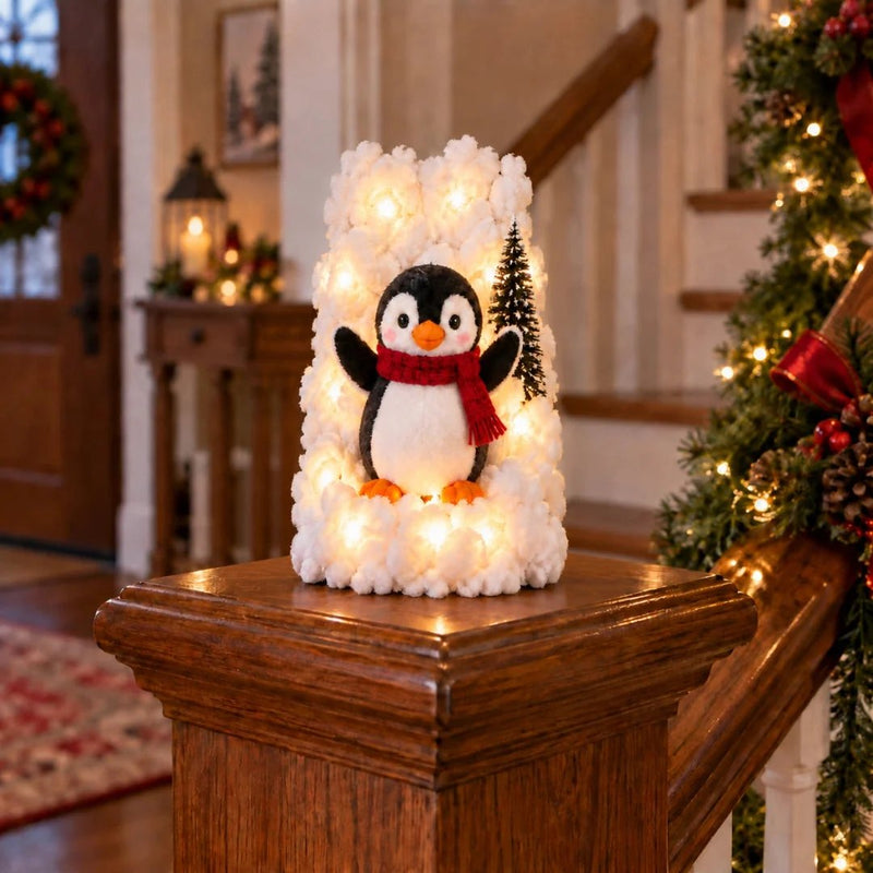 Penguin stair Christmas detail