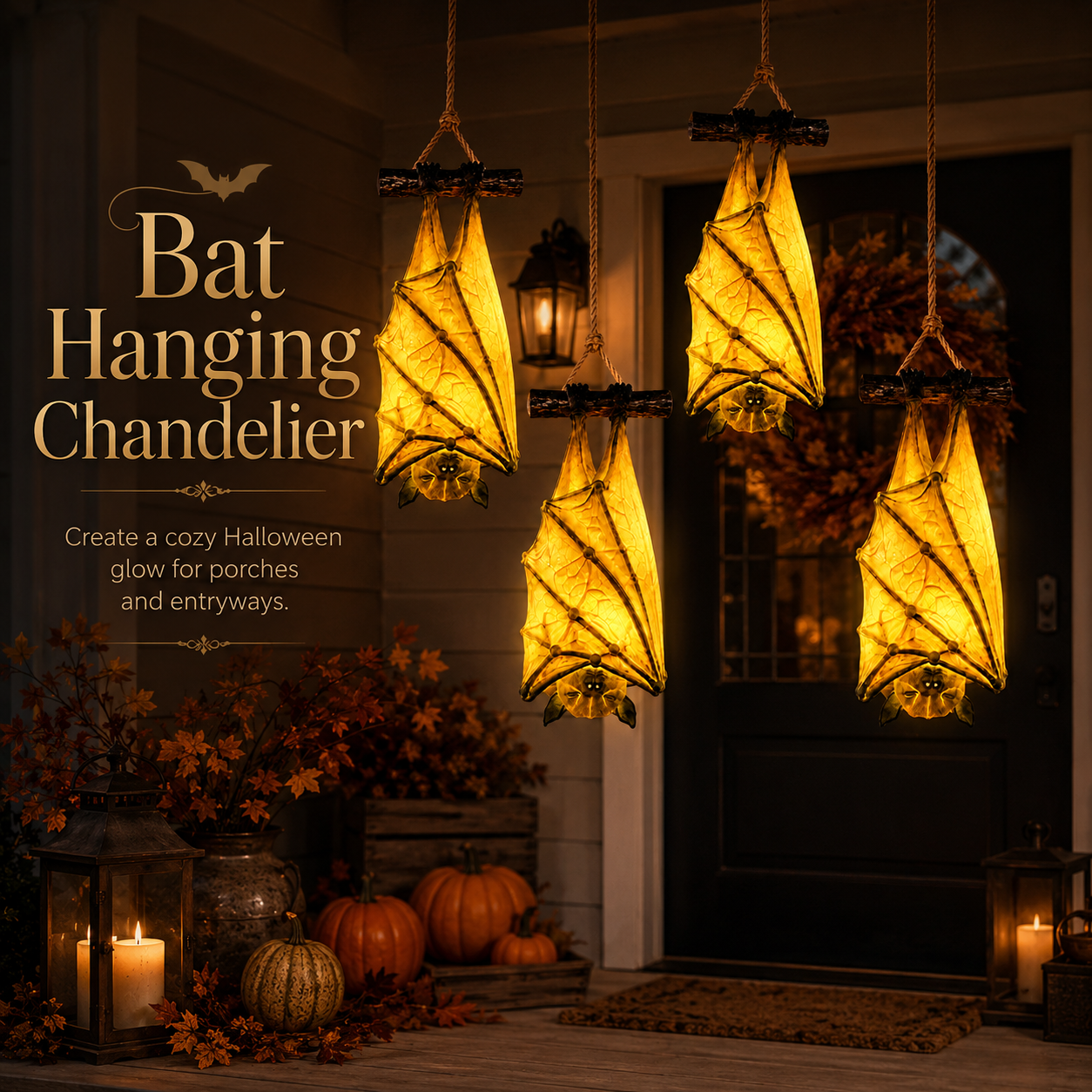 🦇✨ Bat Hanging Chandelier (3 pcs)