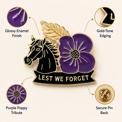 Limited Edition War Horse Purple Poppy 111th Anniversary Remembrance Brooch